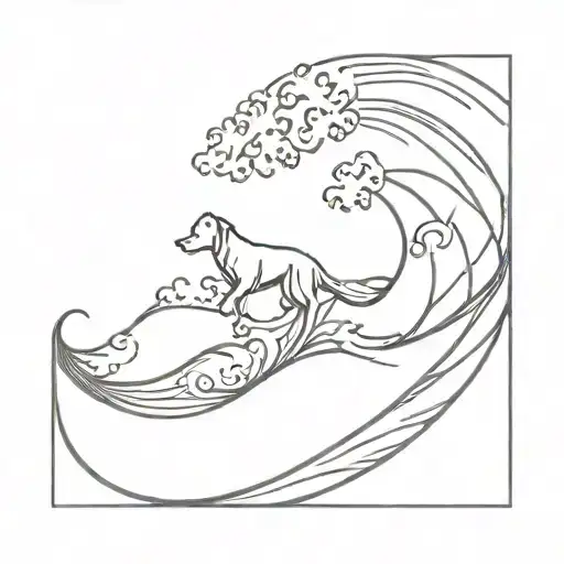 A Stylized Wave Pattern Incorporating Dog Silhouettes