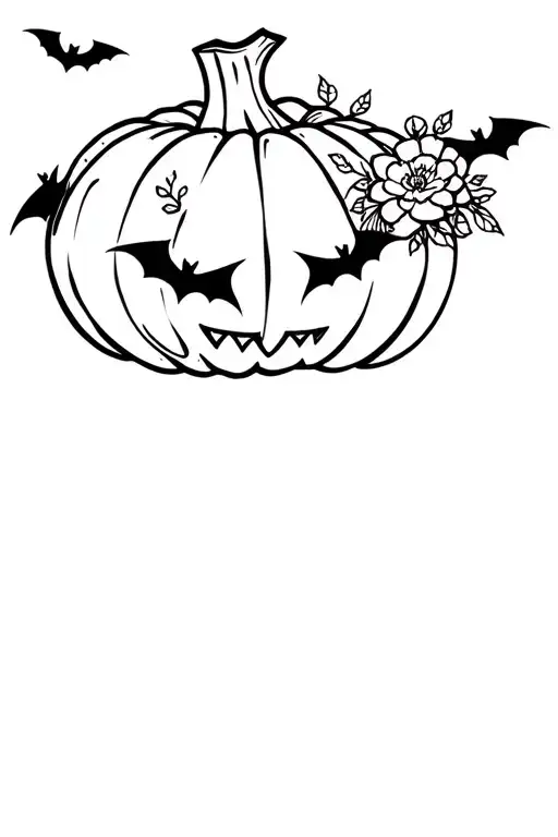 Floral Pumpkin With Bats