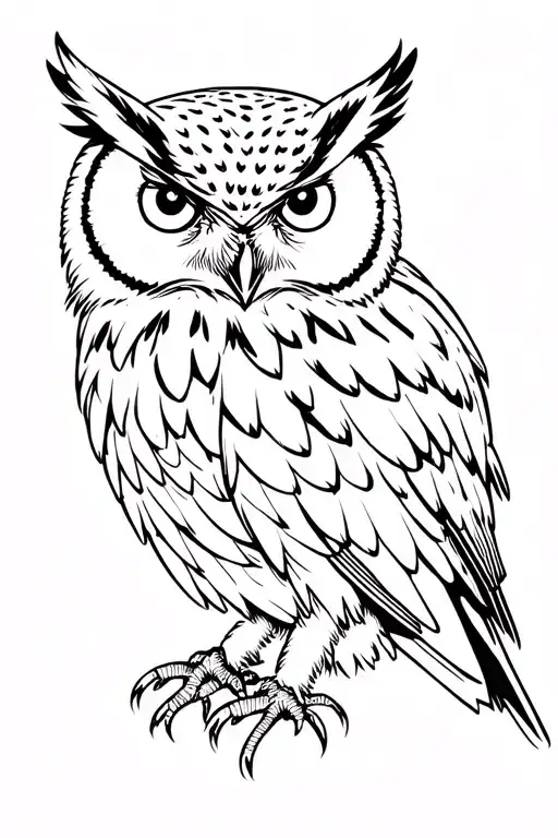 Owl Perched Facing Forward