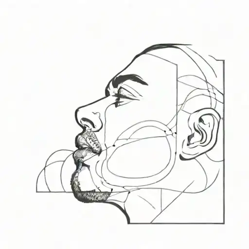 Minimalist Man's Face Where It Is Filled With Black With More Rounded Shapes And An Incomplete Face