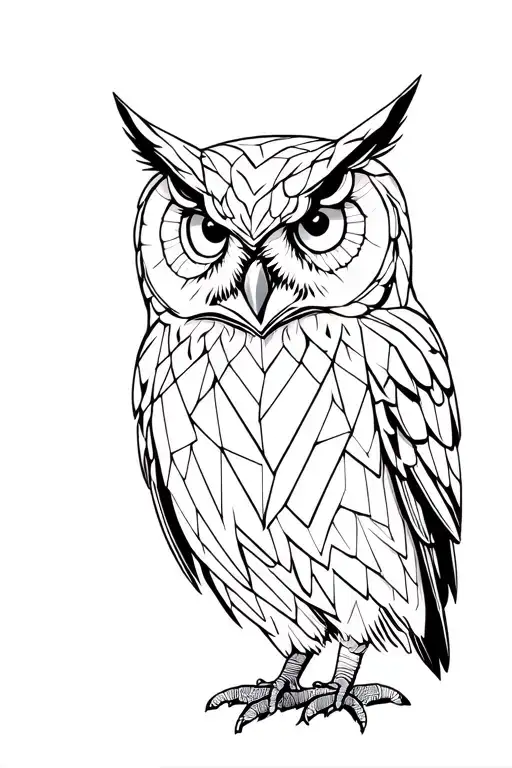 Owl Standing Facing Forward Geometric