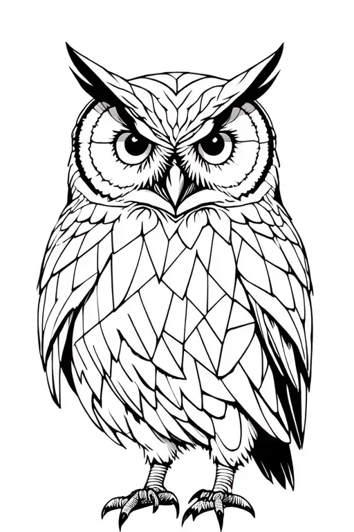 Owl Standing Facing Forward Geometric