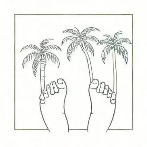 A Minimalist Palm Tree Design On The Foot
