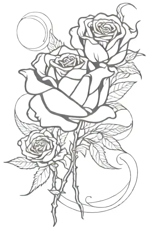 Half Burning Rose And Skelton Fingers