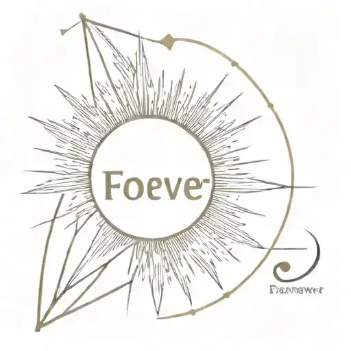 A Sunburst Tattoo With The Word 'Forever' Subtly Incorporated In The Rays