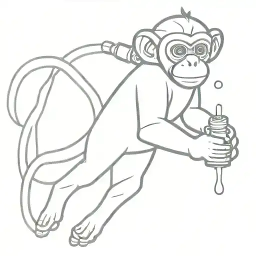 Monkey Playing With Water Gun