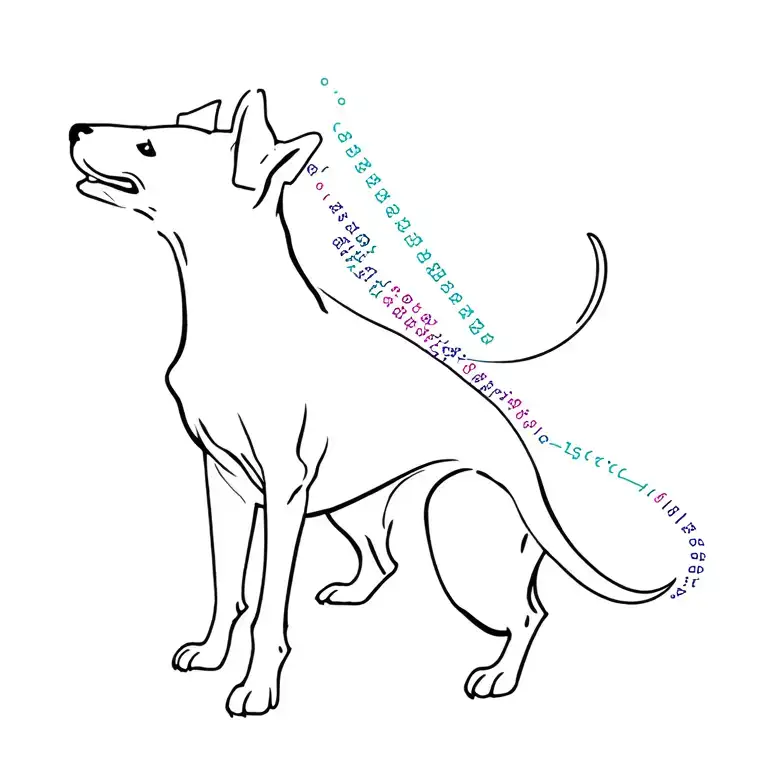 Pointer Dog With Computer Code Flowing