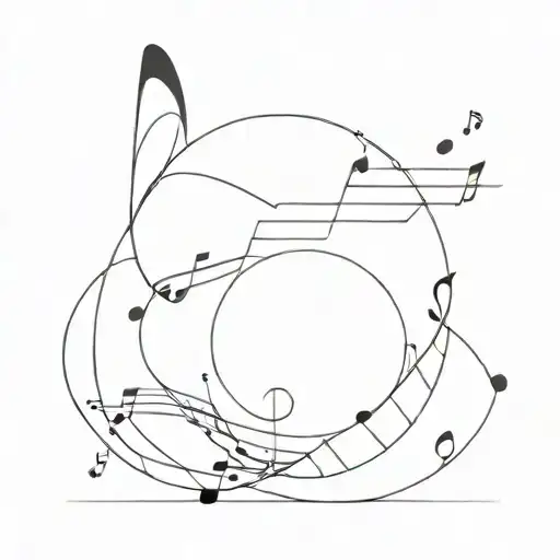 Abstract Geometric Design Incorporating Music Notes And Vinyl Records