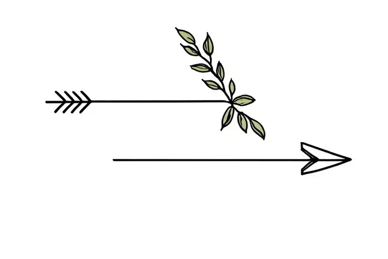 An Olive Branch Coiled Around An Arrow