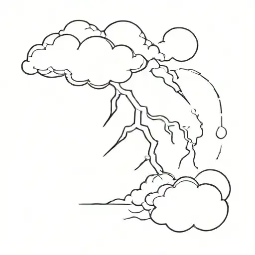 A Lightning Bolt Striking Through A Cloud In A Minimalist Style