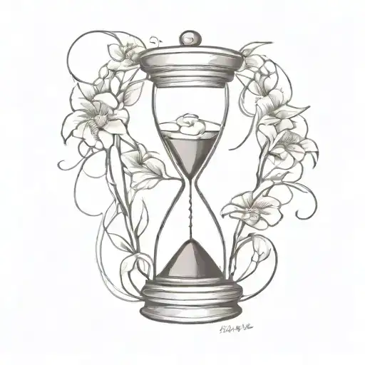 Hourglass With A Ribbon Surrounding With Dates