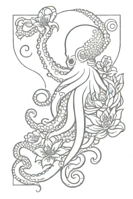 Octopus Hugging Flower Mandala