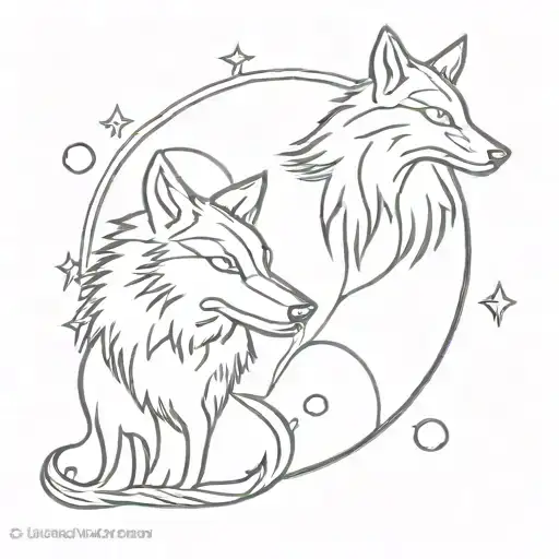 Wolf Eagle Moon Merging Together Representing The Client's Love