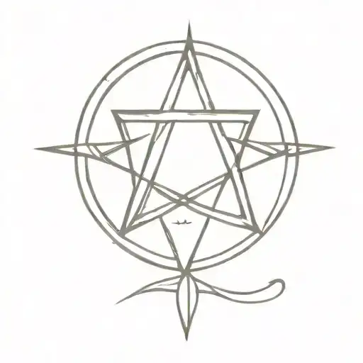 Combine Triple Moon Symbol And Pentagram