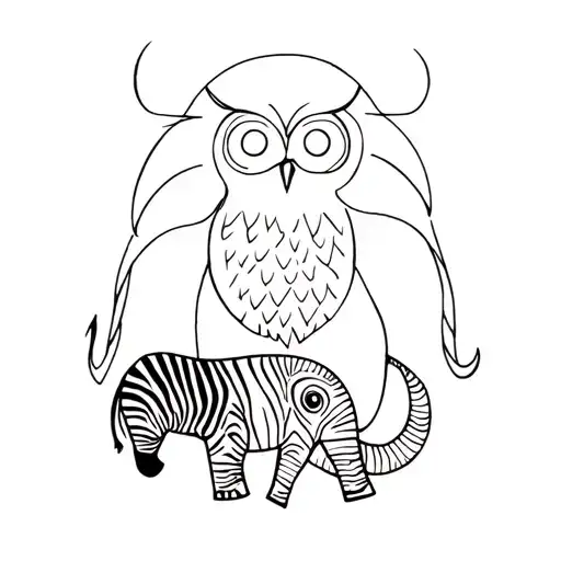 Owl Elephant And Zebra
