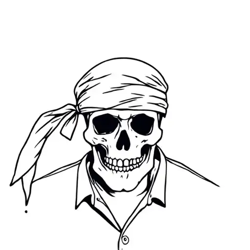 A Skull Wearing A Bandana And A Shirt