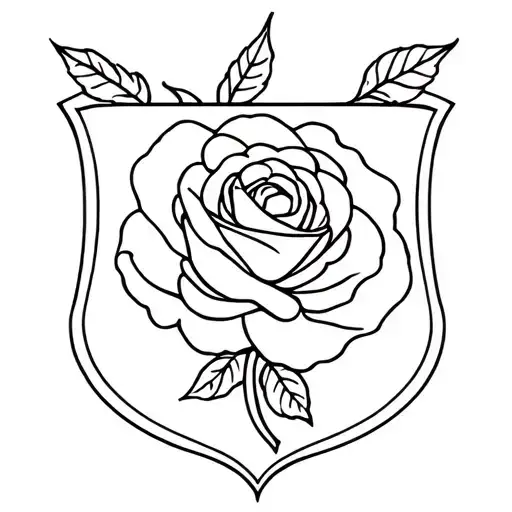 Portuguese Crest Holding A White Rose