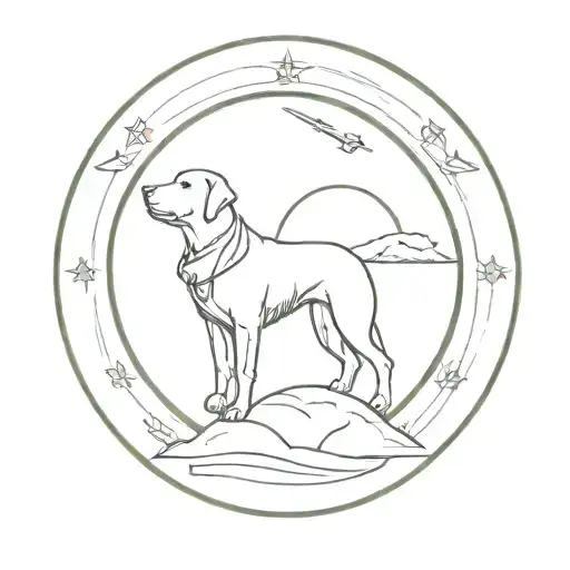 Navy Ship Sailing Through A Halo Ring World With A Dog As The Captain