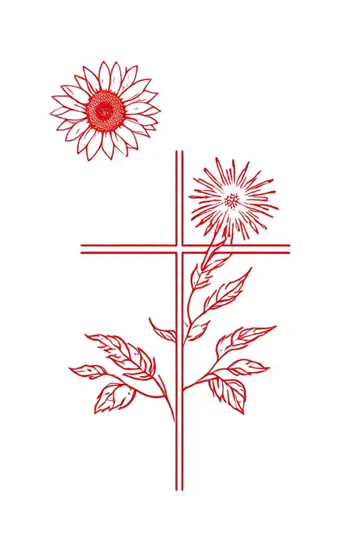 Cross Sunflower Red Cardinal Fireworks Sa Survivor