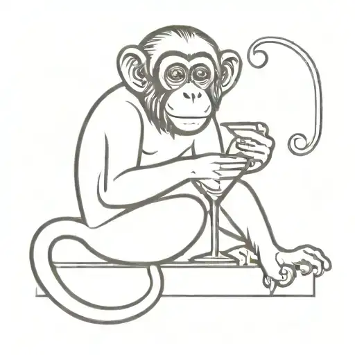 A Monkey Sitting On A Disco Ball Sipping A Martini