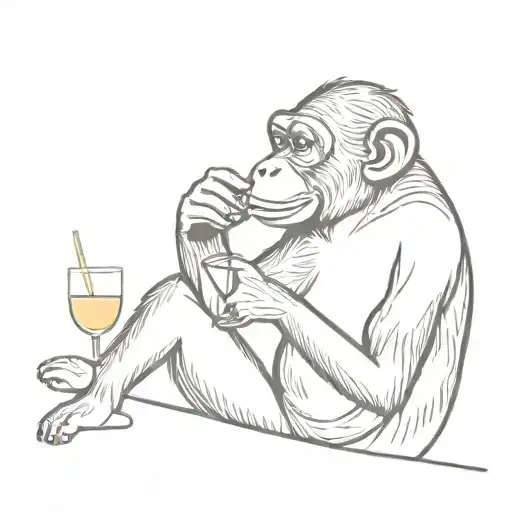 Cool Monkey Drinking Martini