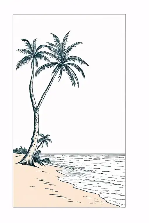 Plam Tree With Beach