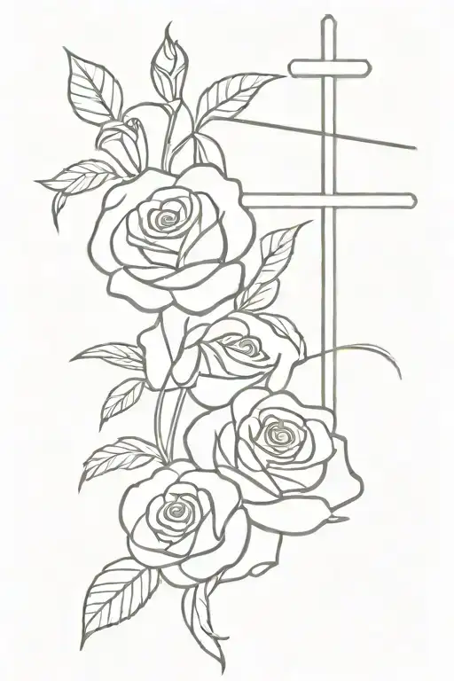 Mexican Cross With Roses Intertwined