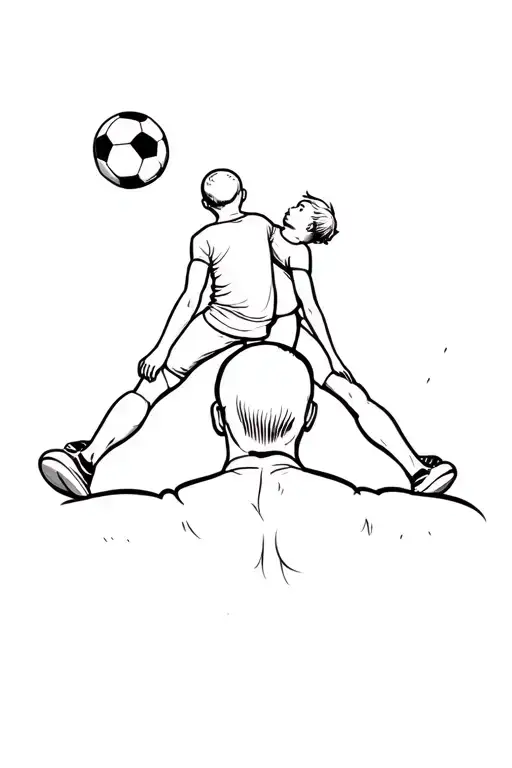 Father And Small Son Watching Football On Son On Fathers Shoulders