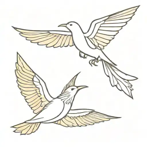 Single Winged Bird Black And Gold