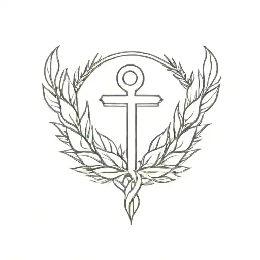 Masculine Caduceus Symbol Surrounded By Laurel Wreath