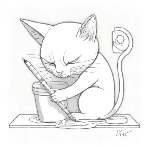 A 3D Rendering Of A Cat Artist Painting A Masterpiece