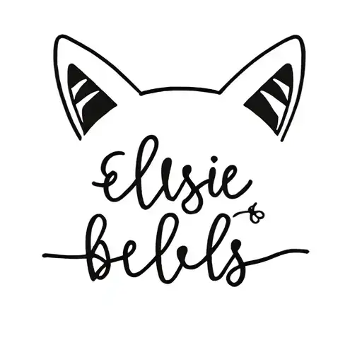 Elsie Bells Written In Cursive With Cat Ears Outline
