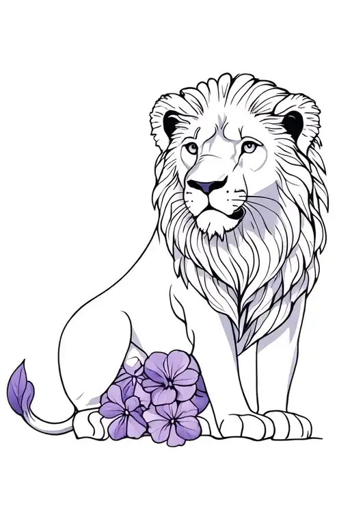 Violets With A Lion
