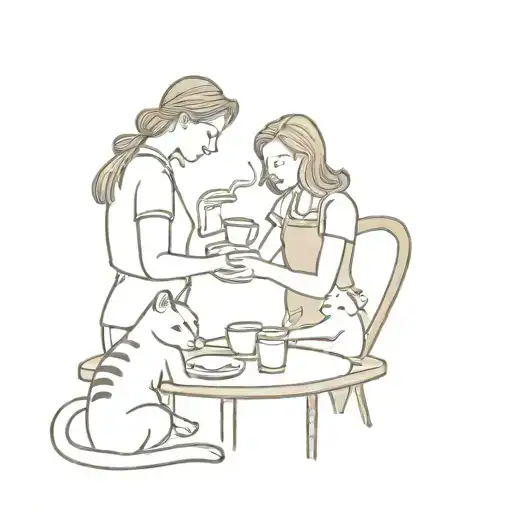 A Waitress Serving Coffee To A Group Of Cats On Orcas Island