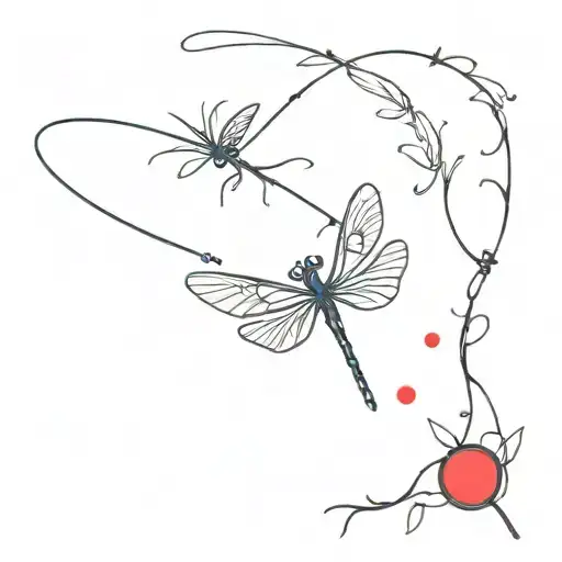 Line Bracelet With Simple Dragonfly And Red Dot