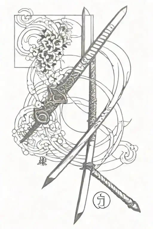 An Abstract Representation Of A Samurai Sword With Yakuza Kanji Characters Subtly Incorporated