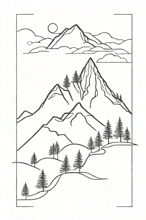 Mountain With 3 Trees