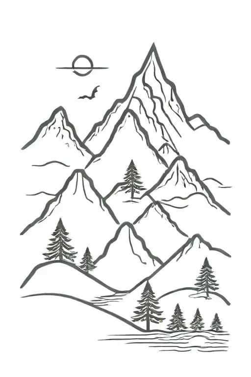 Mountain With Three Trees
