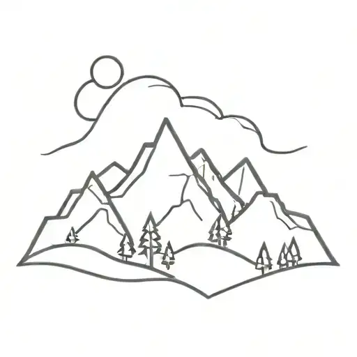 Mountain With Three Trees