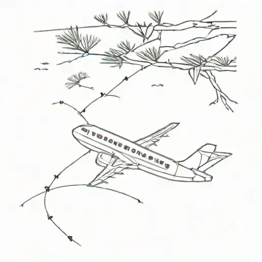 Airplane And Cedar Tree Intertwined