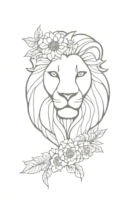 Lion With Flowers And Mandala