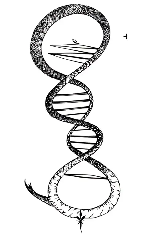 Dna And Compass Snake Intertwined
