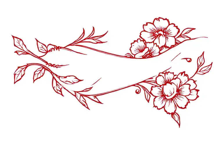 A Red Tramp Stamp With Gothic Floral Vibes