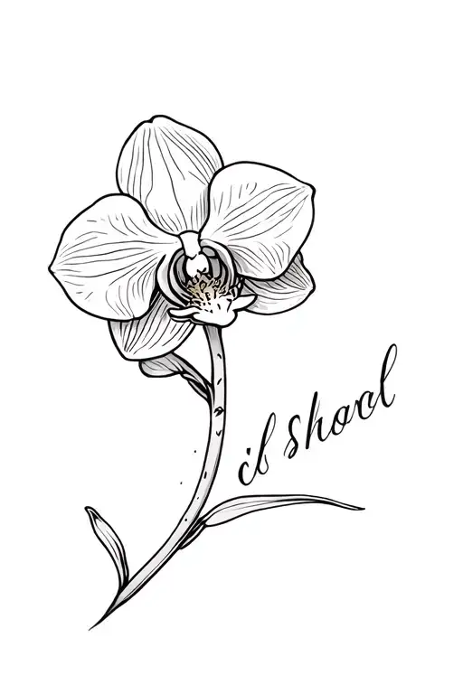 Minimalist Orchid Flower And Name Written