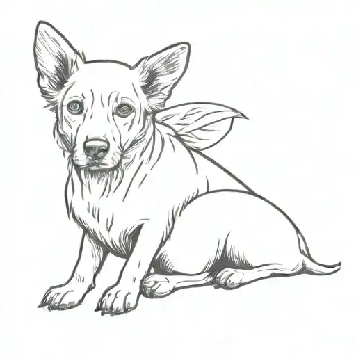 Two Dogs Ears One Up And One Down Line Art