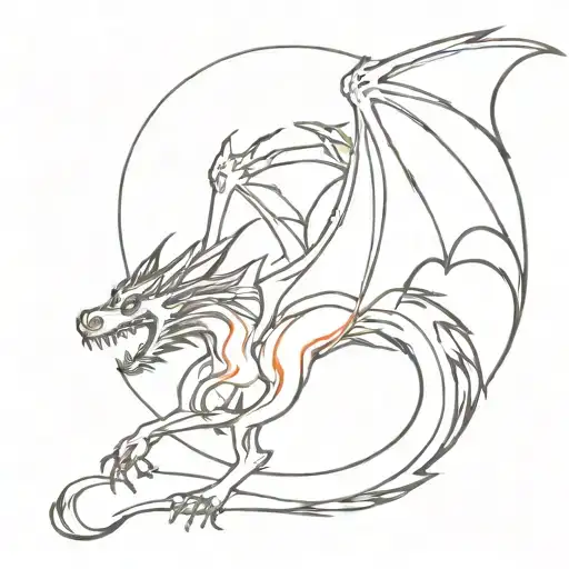 Dragon On Fire With Wings