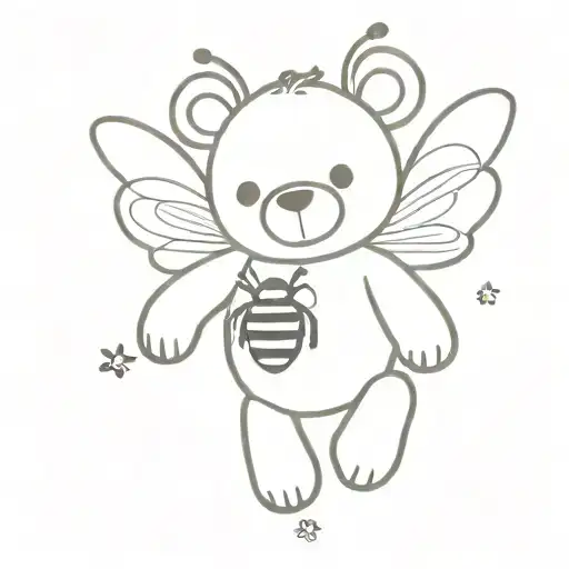 Teddy Bear & Bee Flying