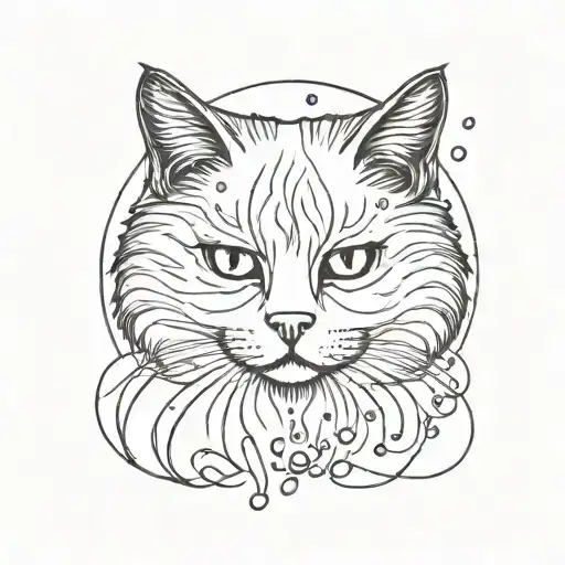 Persian Cat And Drops Of Water