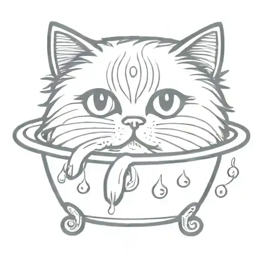 Persian Cat And Bath Tub