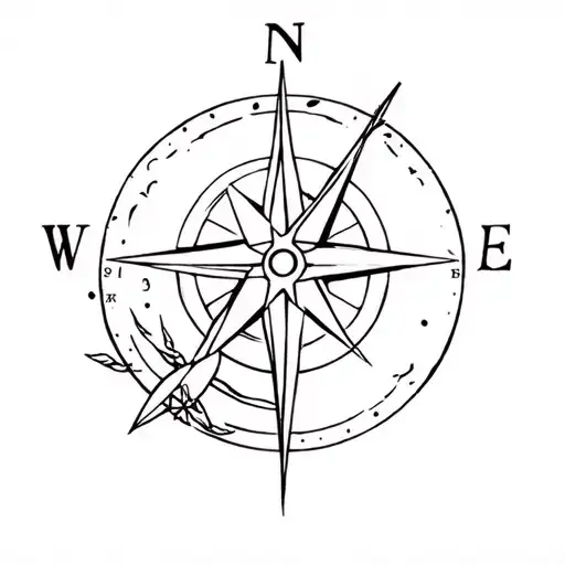 Nature Fishing Compass Rose Boat